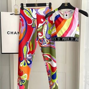 Multicolor Printed Active Leggings & Sports Bra Set